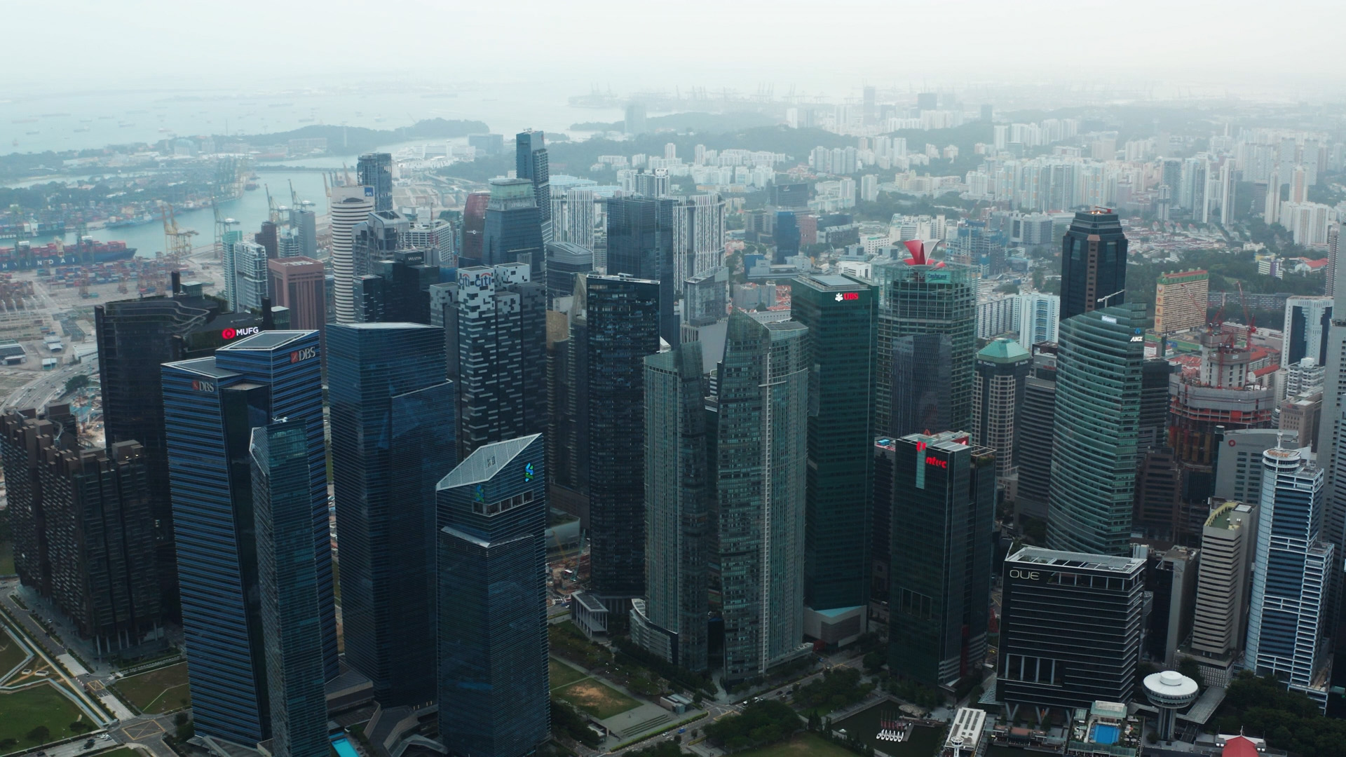 Singapore skyline viewed from above